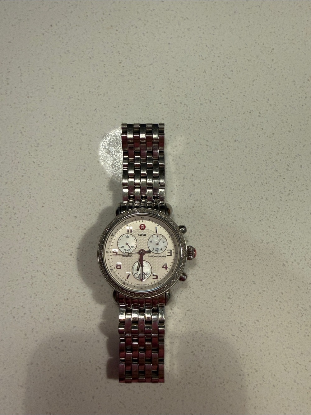 Women’s Silver Stainless Steel Michele CSX Chronograph Watch